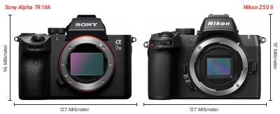 Größenvergleich: Sony Alpha 7R IIIA vs. Nikon Z50 II Größenvergleich: Sony Alpha 7R IIIA vs. Nikon Z50 II