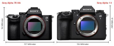 Größenvergleich: Sony Alpha 7R IIIA vs. Sony Alpha 1 II Größenvergleich: Sony Alpha 7R IIIA vs. Sony Alpha 1 II
