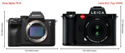 Größenvergleich: Sony Alpha 7R IV vs. Leica SL2 (Typ 2998) Größenvergleich: Sony Alpha 7R IV vs. Leica SL2 (Typ 2998)
