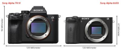 Größenvergleich: Sony Alpha 7R IV vs. Sony Alpha 6600 Größenvergleich: Sony Alpha 7R IV vs. Sony Alpha 6600
