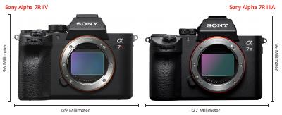 Größenvergleich: Sony Alpha 7R IV vs. Sony Alpha 7R IIIA Größenvergleich: Sony Alpha 7R IV vs. Sony Alpha 7R IIIA