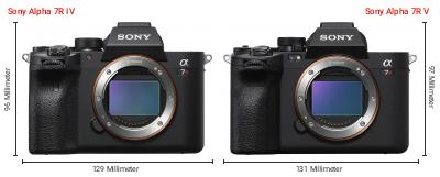 Größenvergleich: Sony Alpha 7R IV vs. Sony Alpha 7R V Größenvergleich: Sony Alpha 7R IV vs. Sony Alpha 7R V