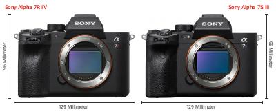 Größenvergleich: Sony Alpha 7R IV vs. Sony Alpha 7S III Größenvergleich: Sony Alpha 7R IV vs. Sony Alpha 7S III