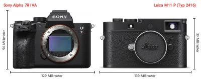 Größenvergleich: Sony Alpha 7R IVA vs. Leica M11 P (Typ 2416) Größenvergleich: Sony Alpha 7R IVA vs. Leica M11 P (Typ 2416)
