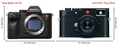 Größenvergleich: Sony Alpha 7R IVA vs. Leica M11 (Typ 2416) Größenvergleich: Sony Alpha 7R IVA vs. Leica M11 (Typ 2416)