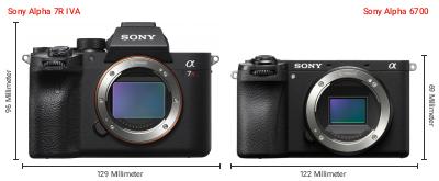 Größenvergleich: Sony Alpha 7R IVA vs. Sony Alpha 6700 Größenvergleich: Sony Alpha 7R IVA vs. Sony Alpha 6700