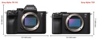 Größenvergleich: Sony Alpha 7R IVA vs. Sony Alpha 7CR Größenvergleich: Sony Alpha 7R IVA vs. Sony Alpha 7CR