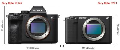 Größenvergleich: Sony Alpha 7R IVA vs. Sony Alpha ZV-E1 Größenvergleich: Sony Alpha 7R IVA vs. Sony Alpha ZV-E1