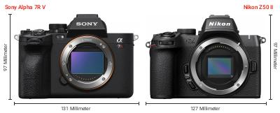 Größenvergleich: Sony Alpha 7R V vs. Nikon Z50 II Größenvergleich: Sony Alpha 7R V vs. Nikon Z50 II