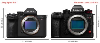 Größenvergleich: Sony Alpha 7R V vs. Panasonic Lumix DC-S1R II Größenvergleich: Sony Alpha 7R V vs. Panasonic Lumix DC-S1R II