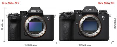 Größenvergleich: Sony Alpha 7R V vs. Sony Alpha 9 III Größenvergleich: Sony Alpha 7R V vs. Sony Alpha 9 III