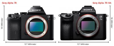 Größenvergleich: Sony Alpha 7R vs. Sony Alpha 7R IIIA
