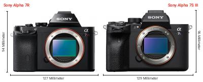 Größenvergleich: Sony Alpha 7R vs. Sony Alpha 7S III Größenvergleich: Sony Alpha 7R vs. Sony Alpha 7S III