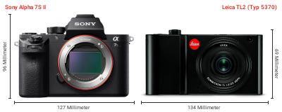 Größenvergleich: Sony Alpha 7S II vs. Leica TL2 (Typ 5370) Größenvergleich: Sony Alpha 7S II vs. Leica TL2 (Typ 5370)