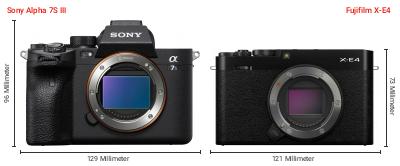 Größenvergleich: Sony Alpha 7S III vs. Fujifilm X-E4 Größenvergleich: Sony Alpha 7S III vs. Fujifilm X-E4