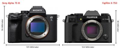 Größenvergleich: Sony Alpha 7S III vs. Fujifilm X-T50 Größenvergleich: Sony Alpha 7S III vs. Fujifilm X-T50