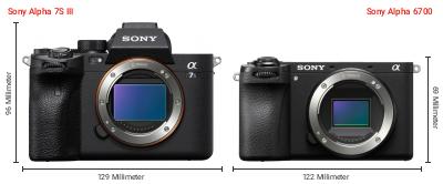 Größenvergleich: Sony Alpha 7S III vs. Sony Alpha 6700 Größenvergleich: Sony Alpha 7S III vs. Sony Alpha 6700