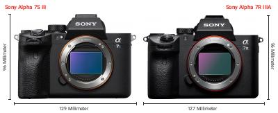Größenvergleich: Sony Alpha 7S III vs. Sony Alpha 7R IIIA Größenvergleich: Sony Alpha 7S III vs. Sony Alpha 7R IIIA