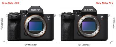 Größenvergleich: Sony Alpha 7S III vs. Sony Alpha 7R V Größenvergleich: Sony Alpha 7S III vs. Sony Alpha 7R V