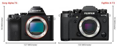 Größenvergleich: Sony Alpha 7S vs. Fujifilm X-T3 Größenvergleich: Sony Alpha 7S vs. Fujifilm X-T3