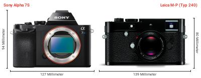 Größenvergleich: Sony Alpha 7S vs. Leica M-P (Typ 240) Größenvergleich: Sony Alpha 7S vs. Leica M-P (Typ 240)