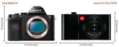 Größenvergleich: Sony Alpha 7S vs. Leica TL2 (Typ 5370) Größenvergleich: Sony Alpha 7S vs. Leica TL2 (Typ 5370)