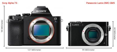 Größenvergleich: Sony Alpha 7S vs. Panasonic Lumix DMC-GM5 Größenvergleich: Sony Alpha 7S vs. Panasonic Lumix DMC-GM5