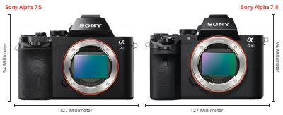 Größenvergleich: Sony Alpha 7S vs. Sony Alpha 7 II Größenvergleich: Sony Alpha 7S vs. Sony Alpha 7 II