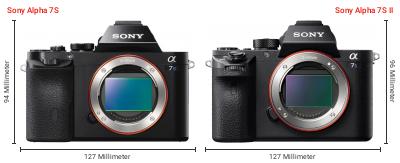 Größenvergleich: Sony Alpha 7S vs. Sony Alpha 7S II Größenvergleich: Sony Alpha 7S vs. Sony Alpha 7S II