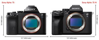 Größenvergleich: Sony Alpha 7S vs. Sony Alpha 7S III Größenvergleich: Sony Alpha 7S vs. Sony Alpha 7S III