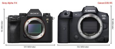 Größenvergleich: Sony Alpha 9 II vs. Canon EOS R5 Größenvergleich: Sony Alpha 9 II vs. Canon EOS R5