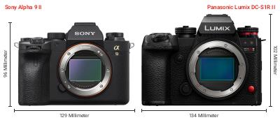 Größenvergleich: Sony Alpha 9 II vs. Panasonic Lumix DC-S1R II Größenvergleich: Sony Alpha 9 II vs. Panasonic Lumix DC-S1R II