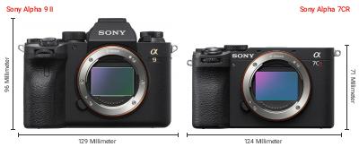 Größenvergleich: Sony Alpha 9 II vs. Sony Alpha 7CR Größenvergleich: Sony Alpha 9 II vs. Sony Alpha 7CR