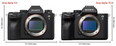 Größenvergleich: Sony Alpha 9 II vs. Sony Alpha 7S III Größenvergleich: Sony Alpha 9 II vs. Sony Alpha 7S III