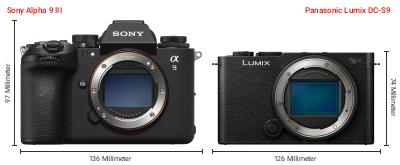 Größenvergleich: Sony Alpha 9 III vs. Panasonic Lumix DC-S9 Größenvergleich: Sony Alpha 9 III vs. Panasonic Lumix DC-S9