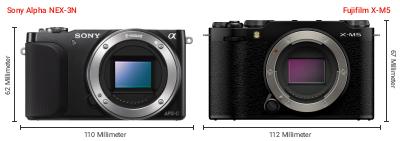 Größenvergleich: Sony Alpha NEX-3N vs. Fujifilm X-M5 Größenvergleich: Sony Alpha NEX-3N vs. Fujifilm X-M5