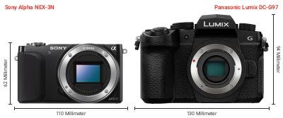 Größenvergleich: Sony Alpha NEX-3N vs. Panasonic Lumix DC-G97