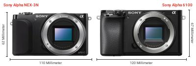 Größenvergleich: Sony Alpha NEX-3N vs. Sony Alpha 6100