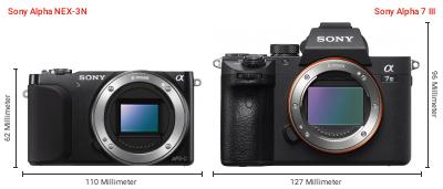 Größenvergleich: Sony Alpha NEX-3N vs. Sony Alpha 7 III