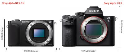 Größenvergleich: Sony Alpha NEX-3N vs. Sony Alpha 7S II