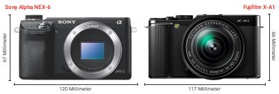 Größenvergleich: Sony Alpha NEX-6 vs. Fujifilm X-A1