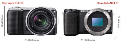 Größenvergleich: Sony Alpha NEX-C3 vs. Sony Alpha NEX-5T