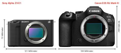 Größenvergleich: Sony Alpha ZV-E1 vs. Canon EOS R6 Mark III
