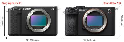 Größenvergleich: Sony Alpha ZV-E1 vs. Sony Alpha 7CR Größenvergleich: Sony Alpha ZV-E1 vs. Sony Alpha 7CR