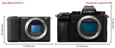 Größenvergleich: Sony Alpha ZV-E10 II vs. Panasonic Lumix DC-S5D Größenvergleich: Sony Alpha ZV-E10 II vs. Panasonic Lumix DC-S5D
