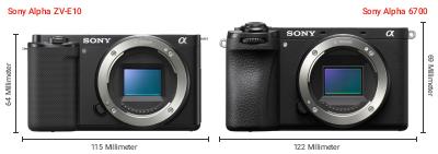 Größenvergleich: Sony Alpha ZV-E10 vs. Sony Alpha 6700 Größenvergleich: Sony Alpha ZV-E10 vs. Sony Alpha 6700