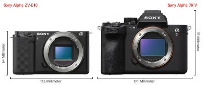 Größenvergleich: Sony Alpha ZV-E10 vs. Sony Alpha 7R V Größenvergleich: Sony Alpha ZV-E10 vs. Sony Alpha 7R V