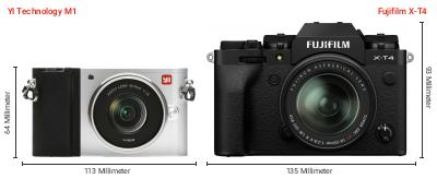 Größenvergleich: YI Technology M1 vs. Fujifilm X-T4