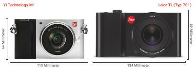 Größenvergleich: YI Technology M1 vs. Leica TL (Typ 701) Größenvergleich: YI Technology M1 vs. Leica TL (Typ 701)