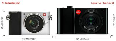 Größenvergleich: YI Technology M1 vs. Leica TL2 (Typ 5370) Größenvergleich: YI Technology M1 vs. Leica TL2 (Typ 5370)